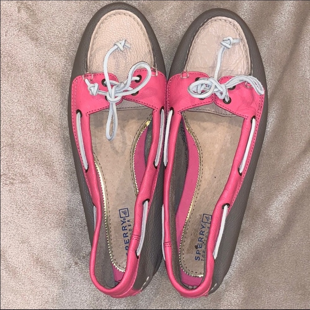 Sperry Top-sider Shoes 9 Pink Brown Leather Casual